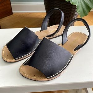 Black leather sandals